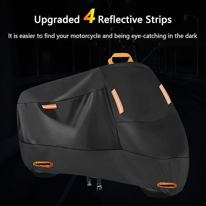 Motorcycle Cover Waterproof Outdoor for Touring Cruiser, Fits up to 108" Honda VTX 1300 Shadow Goldwing Street Glide Road King Sportster Kawasaki Vulcan Yamaha Royal Star (4XL: 108"x 37"x 55")