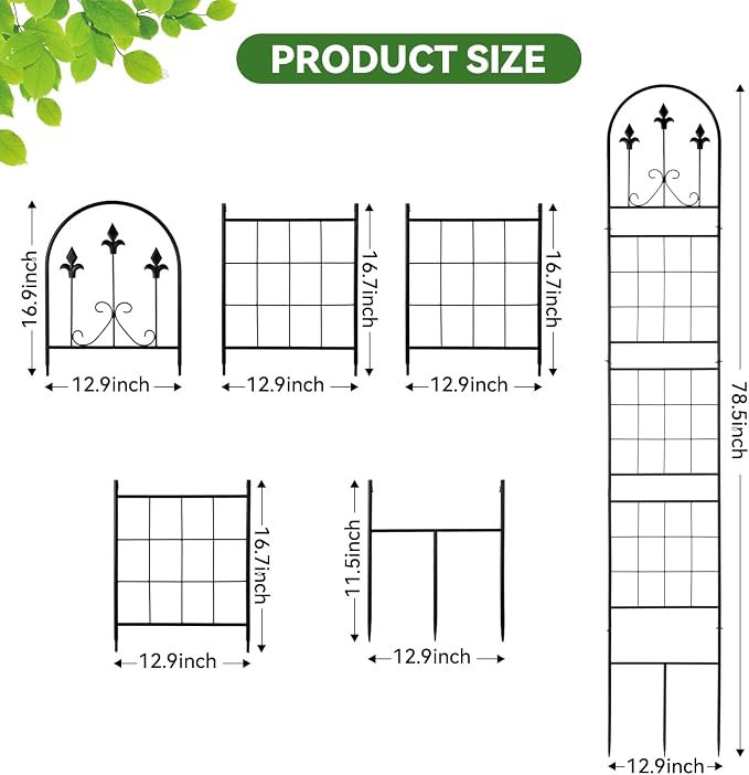 Amoskey 2 Pack 79x13in Durable Garden Trellis for Climbing Plants - Outdoor Trellis Supports for Lush Greenery - Ideal for Vines, Flowers, and Vegetables, Easy Installation & Space-Saving Design