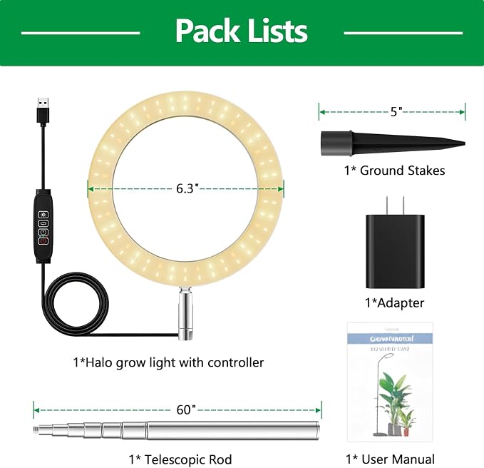 3 Packs LPMZMBL Full Spectrum Grow Light for Indoor Plants, 80 LEDs Each Plant Growing Lamp with 6/12/16H Timer,for Seedlings, Succulents, Shelves, Greenhouse (B3)
