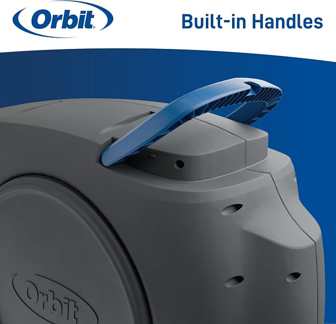 Orbit Auto-Retractable Garden Hose Reel - 100 ft x 5/8 in | Heavy-Duty, 180° Swivel Mount, 500 PSI Burst Strength - 28263