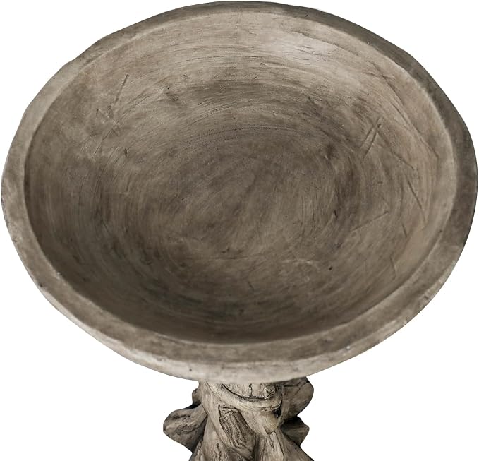 SunJet 25” High x 17” Diameter Outdoor Bird Bath with Goddess Pedestal Design - Fibre Reinforced Concrete Birdbaths for Garden, Patio, Yard, Lawn Décor