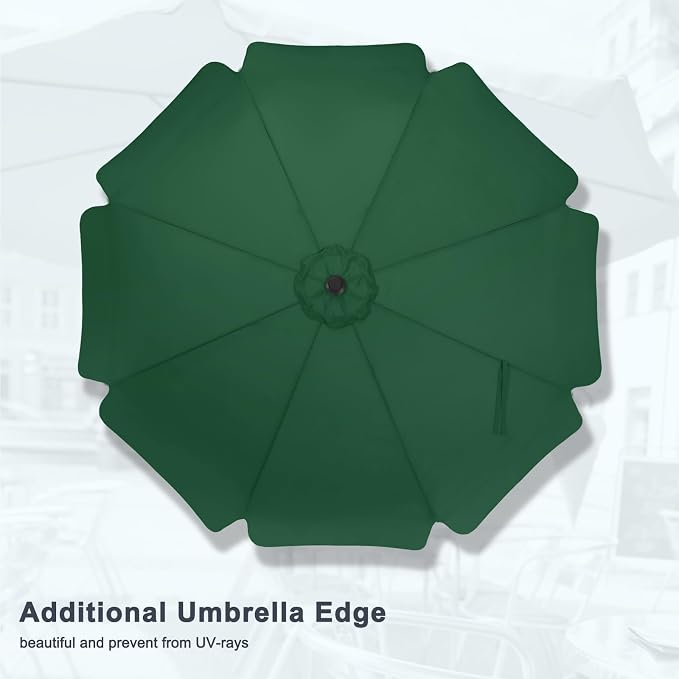 MASTERCANOPY 9ft Patio Umbrella with Valance, Crank and Tilt – 8 Ribs Outdoor Market Umbrella, UV/Fade Resistant, Waterproof Canopy with Wind Vent for Garden, Deck, Backyard, Pool (Forest Green)