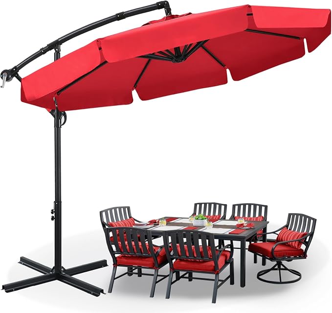ABCCANOPY Premium Cantilever Patio Umbrellas 9FT (Bright Red)