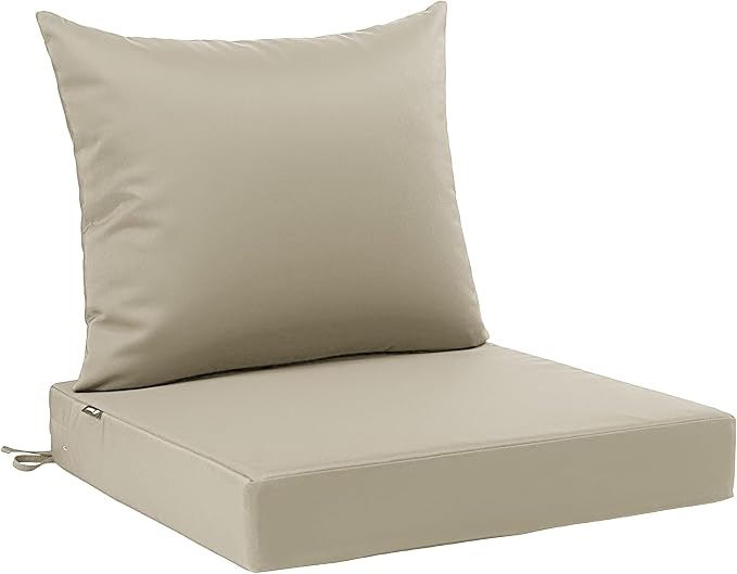 Favoyard Outdoor Seat Cushion Set 19 x 19 Inch Waterproof & Fade Resistant Patio Furniture Cushions with Removable Cover Deep Seat & Back Cushion with Tie Straps for Chair Sofa Couch