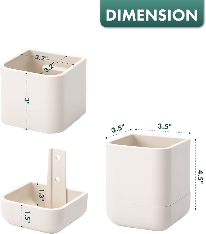 Phoenix Vine 3.5 Inch Wall Mounted Self-Watering Planter Pot for Indoor Houseplants and Herbs | Hanging Planter for Window Sills, Bathroom Walls, Home & Office Décor, Oatmeal, Set of 3, 01-A-G-3