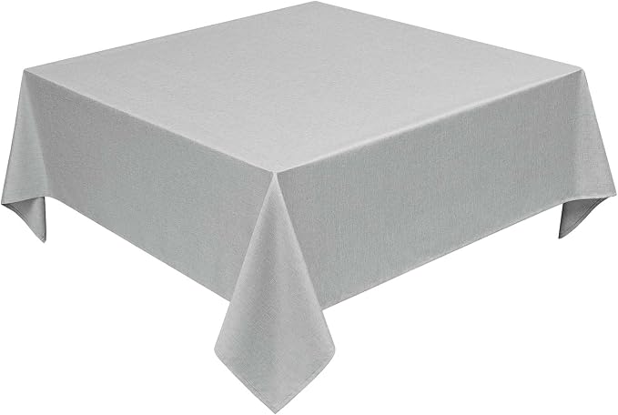 Decorelia Faux Linen Square Tablecloth for Dining Room,Waterproof Texture Decorative Farmhouse Rustic Table Cloth for Indoor Outdoor Party Holiday Banquet Picnics Patio 52 x 52 Inch (Square),Cool Grey