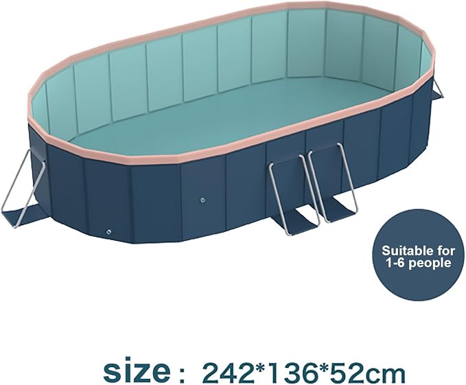 on-Inflatable PVC Folding Swimming Pool Large Capacity Durable Outdoor Pool Easy Setup Quick Fill & Drain Compact Storage for Patio Garden Beach (110 inches)