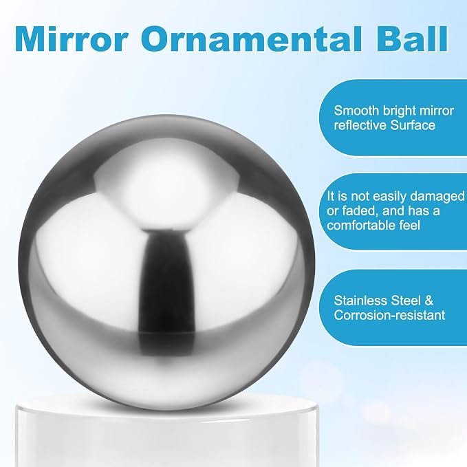 M METERXITY 1-Pack Garden Gazing Globes Ball 10 Inch 201 Stainless Steel Hollow Mirror Reflective Floating Ball for Garden/Pond/Home/Yard Outdoor Decoration [Silver]