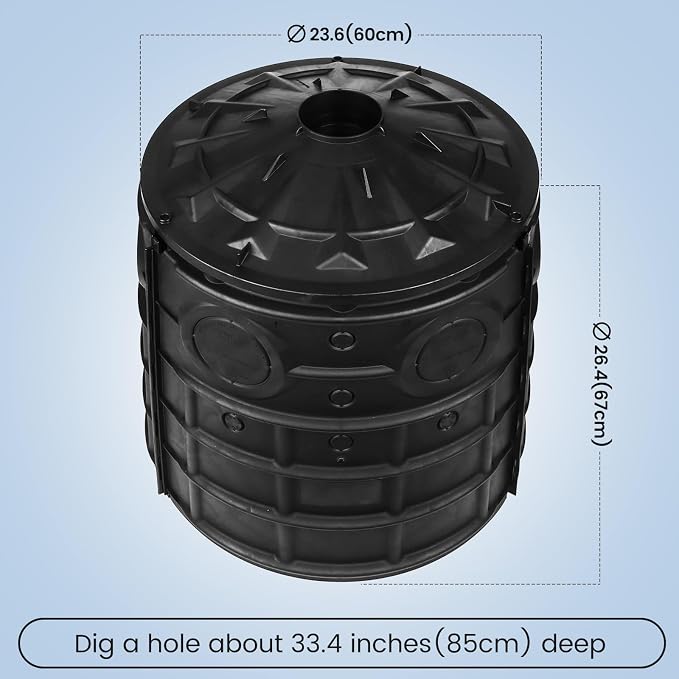 EJWOX 50 Gallon Stormwater Dry Well, Heavy Duty Catch Basin with Reinforced Fiberglass HDPE, Ribbed Structure, No-Tool Assembly, Underground Drainage System for Yard & Driveway