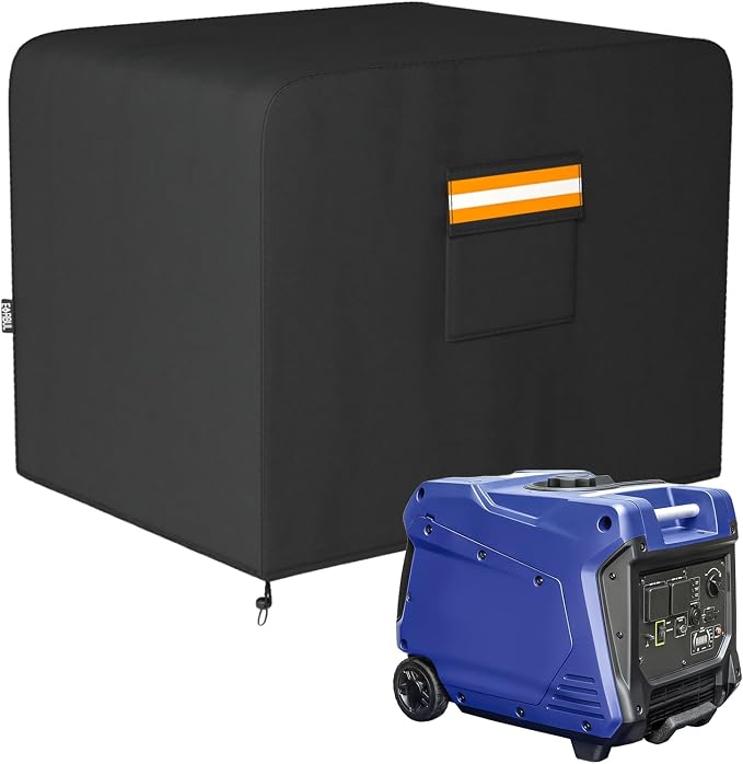 EVRBUL Generator Cover, 26”L x 20”W x 20”H Heavy Duty Waterproof 420D All-Weather Generator Cover with Storage Pocket Compatible with Most Generators 3000-5000 Watt (Black)