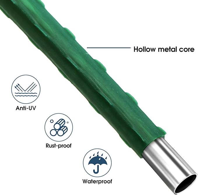 Frcctre 30 Pack 4 Ft Garden Stakes, 48 Inch Sturdy Green Plant Sticks, Plastic Coated Metal Tomato Stakes Support Plant Climbing Support for Tomatoes, Cucumber, Fences, Beans, Potted Plants