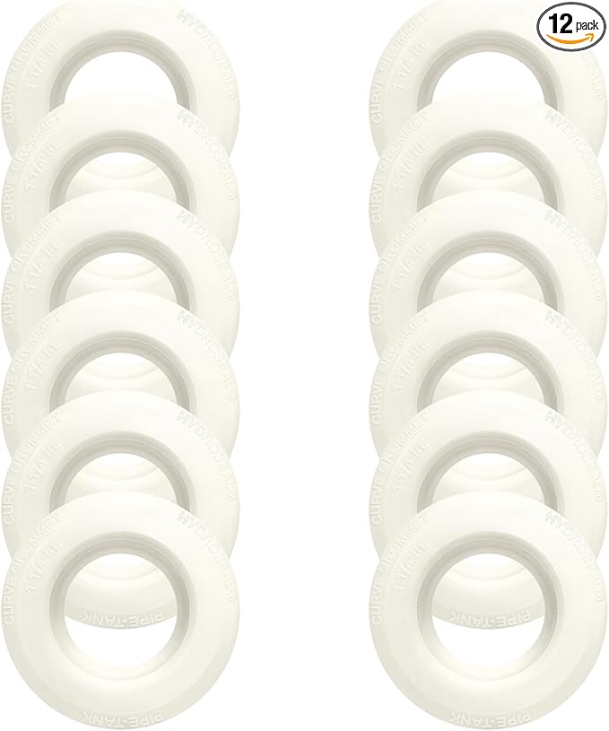 1 1/4" HYDROSEAL (12 pack), Flexible Tank Adapter, Pipe-Tank Connector, Curve grommet, Made of TPV: Heat, UV &Chemical resistance, Food grade, No color added, Resilience property, longer service life.