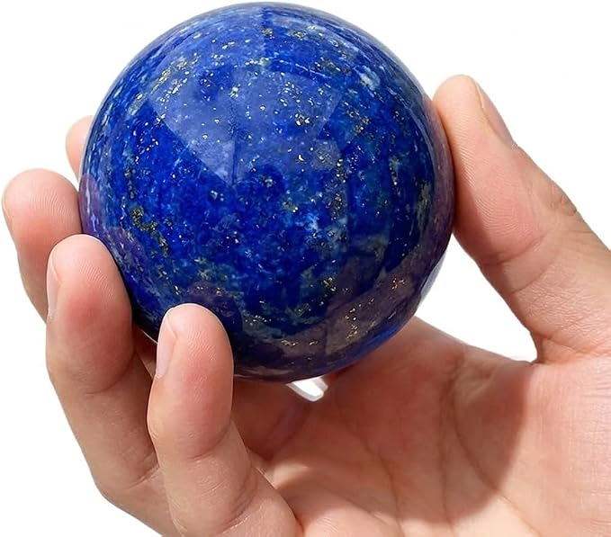 1.97-2.36inch/5-6cm Natural Lapis Lazuli Crystal Sphere with Stand, Hand Polished Divination Stone Ball, Reiki Healing Gemstone Sphere, Home Desktop Decor Ornament, Collectible Gift