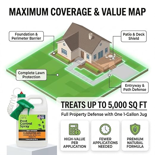 Nature's Dome Natural Pest Control Spray 1 Gallon | Ant Killer for Indoor & Outdoor | Eco-Friendly Bug Spray for Fleas, Ticks, Ants & Mosquitoes | Pet & Kid Safe