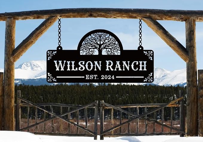 Custom Metal Farm Sign, Ranch or Farm Signs Indoor Outdoor， Personalized Metal Sign Ranch Name Sign, Ranch & Farmhouse Signs Wall Art Decor, Gifts, Housewarming Gift,