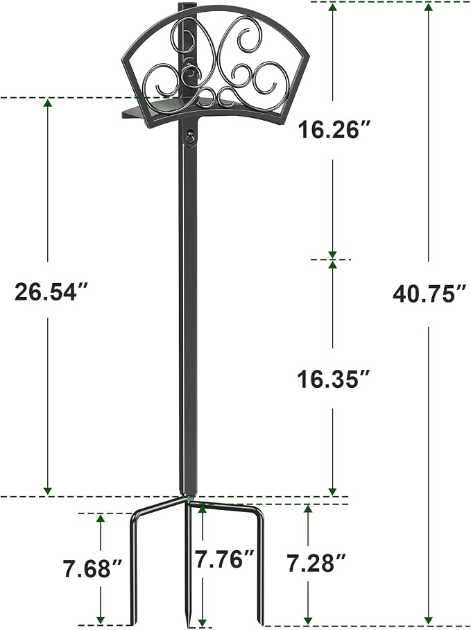 GOFORWILD Garden Hose Holder, Decorative Durable Hose Hanger, Holds 125-Feet of 5/8-Inch Hose, Made of Gauge Steel, Free-Standing Design for Outside Yard Lawn, Black