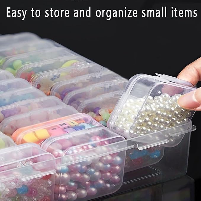 82pcs Bead storage containers, bead organizer boxes and craft storage boxes for bracelet making DIY jewelry craft nails, bracelets, jewelry, diamonds, clay beads, screws 2.09x1.57x0.8Inch