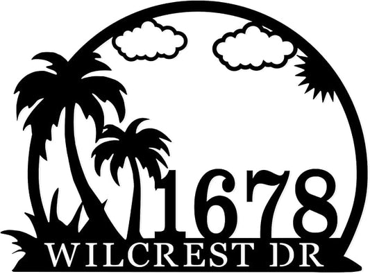 Custom Metal Palm Tree House Number Sign, Personalized Outdoor Beach House Address Numbers, Address Plaque, Multiple Sizes and Colors