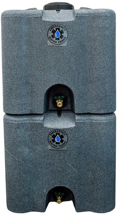 30 Gallon Stackable Emergency Water Storage Tank – Heavy-Duty Water Barrel for Long-Term Drinking Water or Preparedness (Granite)