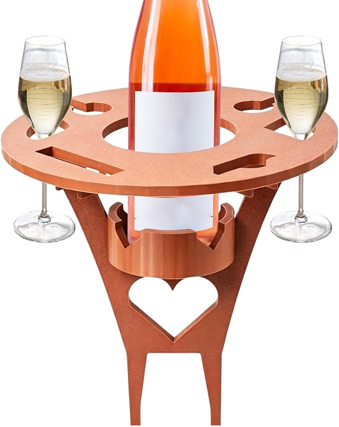 Foldable Wine Table Outdoor, Portable Mini Wooden Picnic Table Wine Glass Holder for Beach BBQ Camping Yard Lawn Party