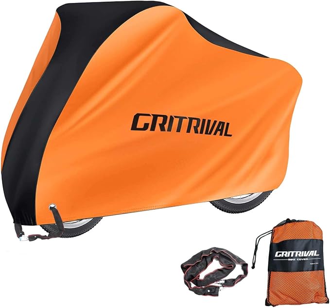 Bike Covers Outdoor Storage Waterproof. It Comes in 3 Colors and 2 Sizes. The Bike Cover is Equipped With a Bike Chain Lock
