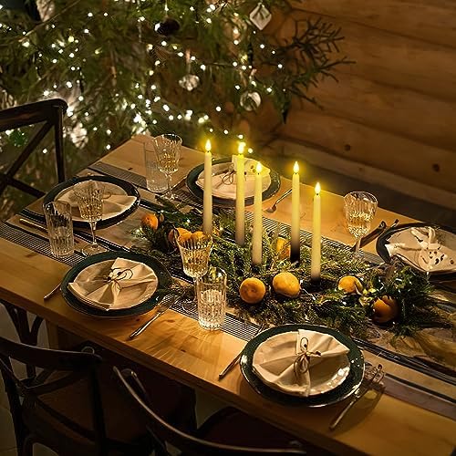 Homemory 12 Pcs Flameless Taper Candles with Remote Timer Dimmer, 11 inches Ivory Taper Candles Battery Operated, Plastic LED Candlesticks with Flickering Flame for Halloween Christmas Church Wedding - Image 3