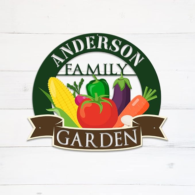 MeMate Vegetable Garden Sign, Personalized Metal Signs, Garden Sign to Personalize, Customized Name Wall Art for Garden Outdoor Decor, Outdoor Plaque Large Sign for Potting Shed, She Shed