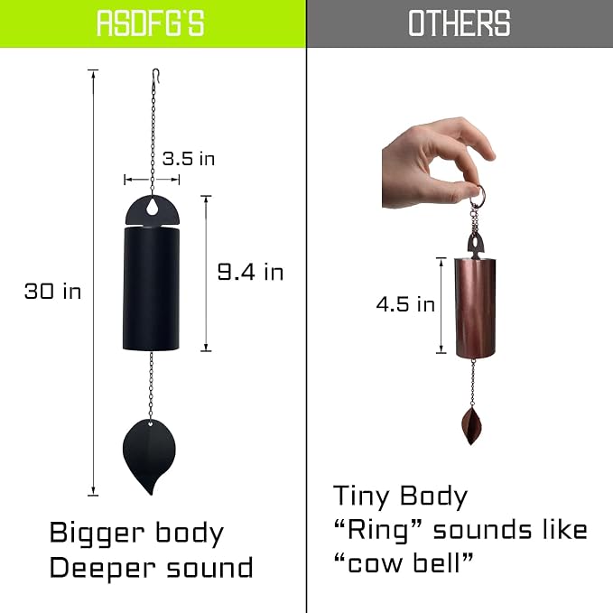 Deep Resonance Serenity Bell Large Wind Chimes for Outside Deep Tone Garden Bells Wind Chimes 528 Hz Low Pitch Wind Bell 30 inch (Large)