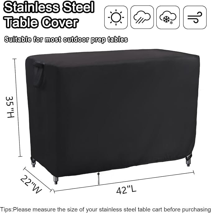 Kingling Outdoor Table Cover 42 Inch, Waterproof Prep Table Covers Bar Table Protection Cover for Patio Table/Furniture - 42''L x 22''W x 35''H