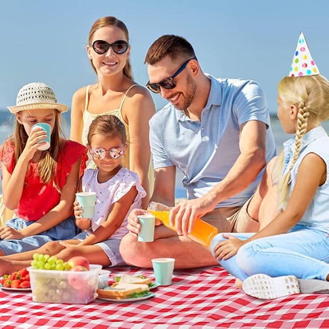 PUPOPIK Outdoor Picnic Blanket, Foldable Waterproof Sand Beach Mat in Large 80x60in for Beach Camping Hiking Travel Family Concerts Portable Beach Blankets (Red)
