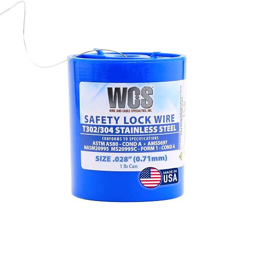 WCS .028 Stainless Steel Safety Lock Wire, T302/304, NASM20995C MS20995C, ASTM A580 Condition A, AMS569, Mechanics Wire for Aircraft, Automotive, & Industrial Use, 1lb Dispenser Can, Approx 474 ft