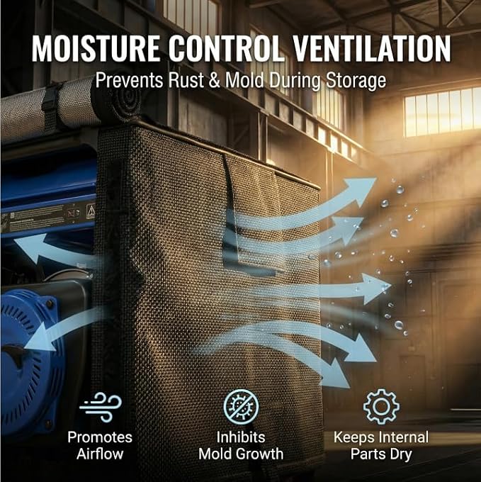 Waterproof Generator Cover, 38x28x30 inch, 600D Heavy Duty Oxford - for Most Generators 5000-15000 Watt, Portable Generator Cover for Outside, Black