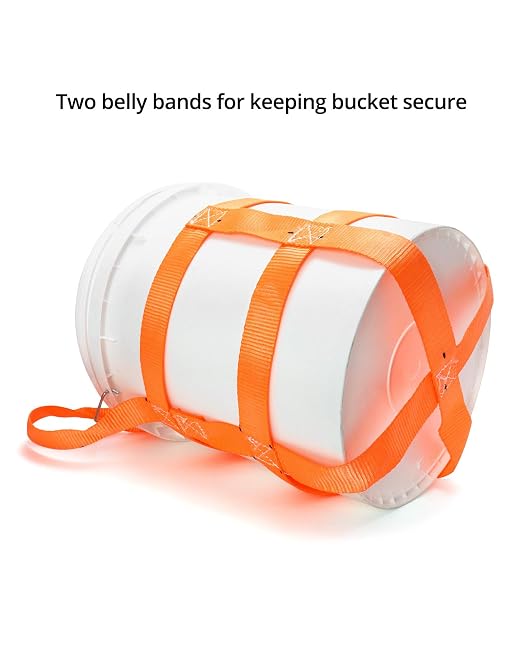 QWORK Durable Bucket Sling with Belly Bands for 5 Gallon Bucket, 200lbs Capacity, 4 Pack