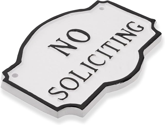 10" x 15" Standard Montague No Soliciting Statement Plaque Sign - White/Black