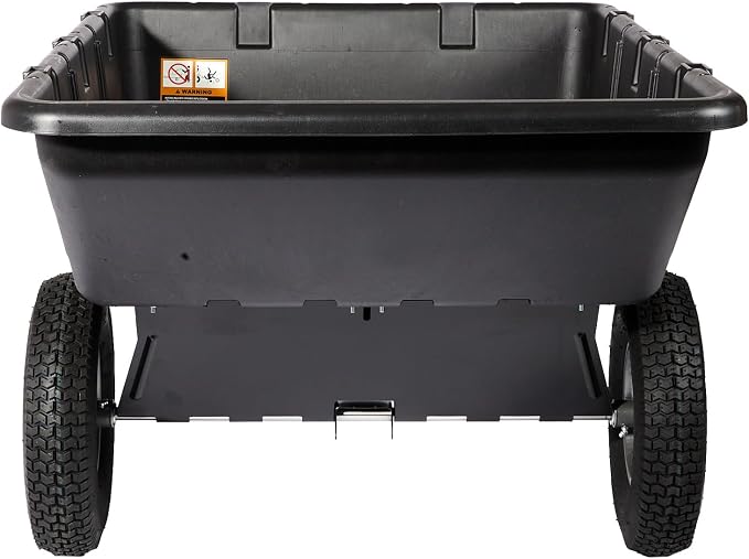 Brinly 10 cu.ft. 650lb Heavy Duty Tow-Behind Poly Utility Cart & Dump Trailer with Magnetic Hitch Pin & Compression Molded Bed