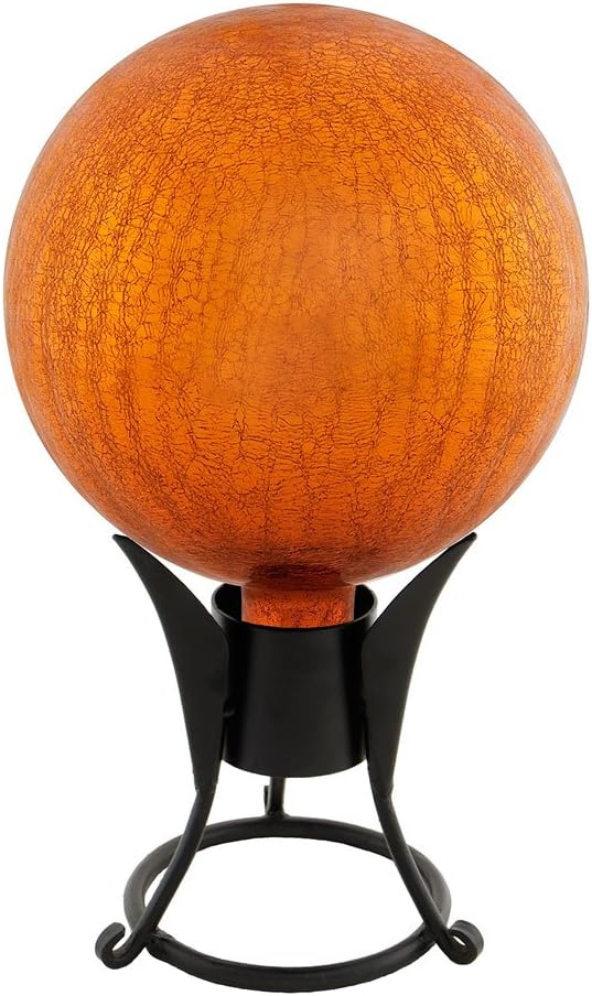 Achla Designs 10-Inch Crackle Gazing Globe Ball, Mandarin