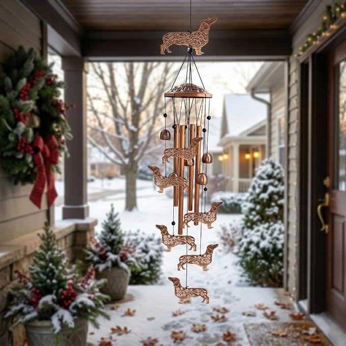 Dachshund Wind Chimes for Outside, Dachshund Gifts for Women/Men/Mom/Grandma/Wife/Friends Birthday Gifts Unique Memorial Metal Windchimes Outdoor/Indoor, Home, Porch, Patio, Yard, Garden Decor
