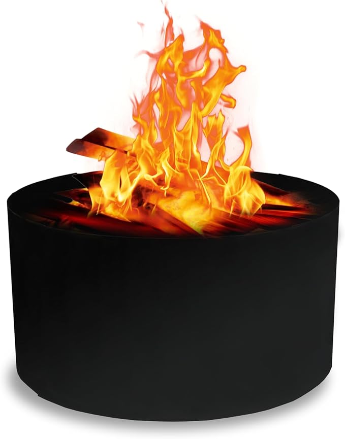 FEBTECH - 36" No Bottom Fire Ring for Outside Fire Pit - 2MM Carbon Steel | Powder Coated Portable Fire Pit Ring Insert, DIY Fire Ring In or Above Ground for Patio, Garden & Outdoor Bonfire Use