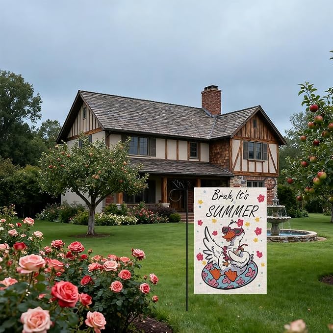 Seasonal Garden Flags - Funny Goose Double Sided Flags Set of 11 Holiday Farmhouse Indoor Halloween Christams Gifts Outdoor Yard Lawn Decorations 12.5x18 Inch