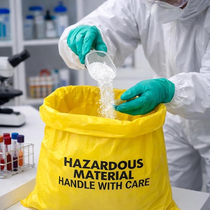 10-Gallon Hazardous Waste Bags (24 pack, Yellow) w/Twist Ties – 17” Wide x 30” Tall, 4 mil Thickness – Pack of 24! Made in the USA!