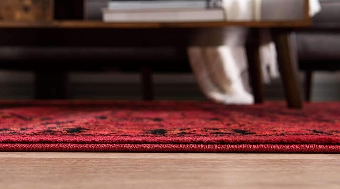 Unique Loom Tekke Collection Area Rug - Sheibani (9' x 12' Rectangle, Red/ Black)