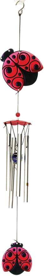 Spoontiques Ladybug Wind Chime - Outdoor Garden Décor - Decorative Chimes for Yard, Garden, Backyard and Patio Decoration
