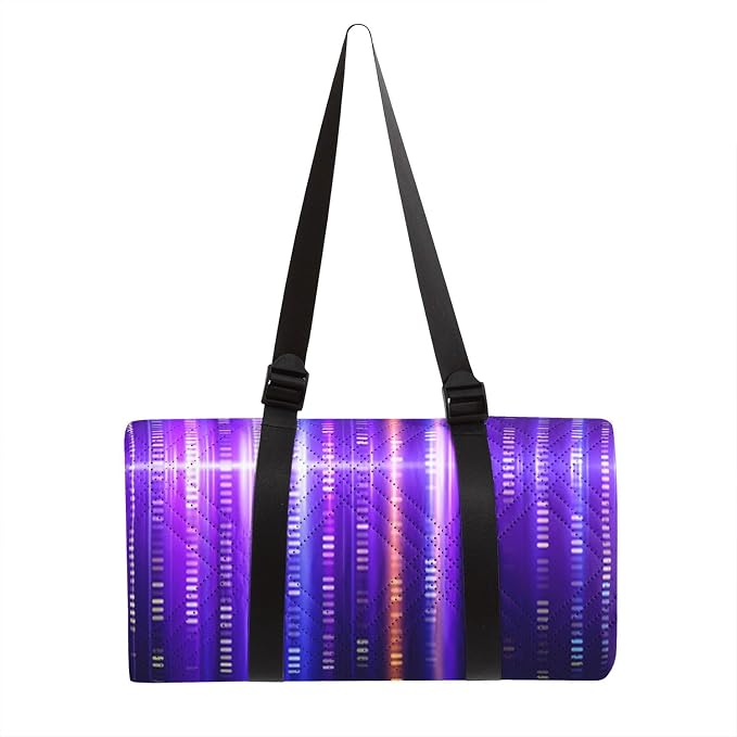 Outdoor Picnic Blanket Portable Ultrasonic Waterproof Picnic Purple Lines Printed Camping Beach Mat for Sand and Wet Grass Hiking (Purple Lines L