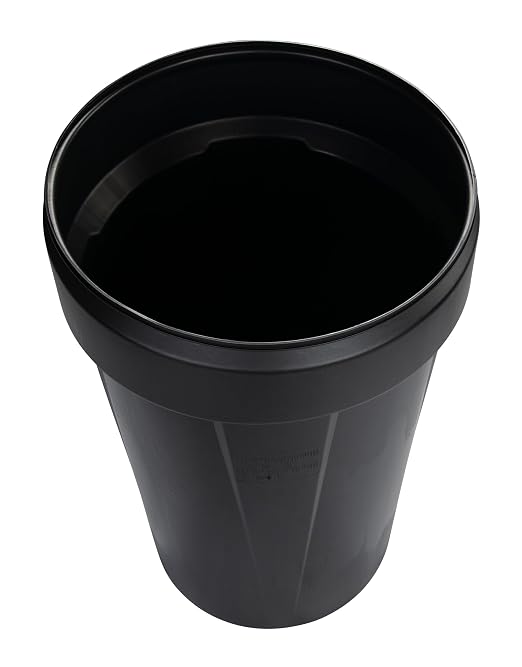 Eagle 55 Gallon Plastic Drum with Lid, Plastic Lever-Lock, 39.1"x23.8", Open Head Lab Pack Drum Made of Durable, Lightweight HDPE, Withstands Weather and Chemicals, Made in USA, Black, 1655BLK