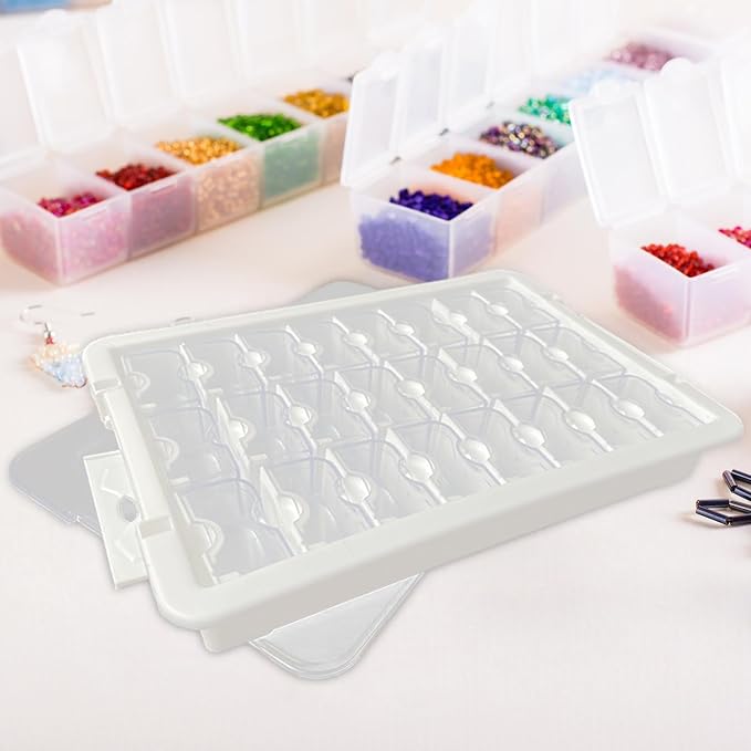 kowaku Bead Storage Box Grids Box Rectangle Storage Case Container Transparent, 24 Grids