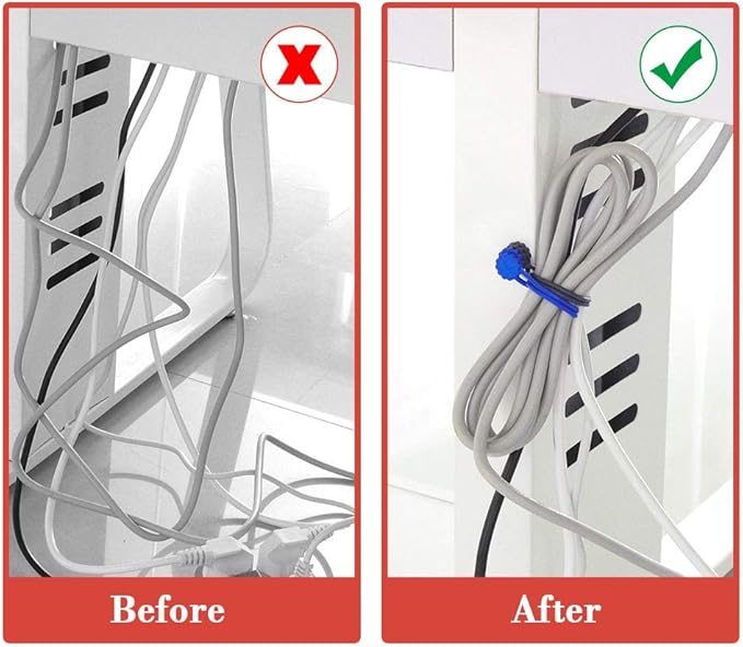 Rich&Ray Reusable Silicone Twist Ties, Magnetic Cable Ties with Strong Magnet for Organizing Cables, Hanging Stuff, Used in Many Ways or Just for Fun (6C - 6pack)