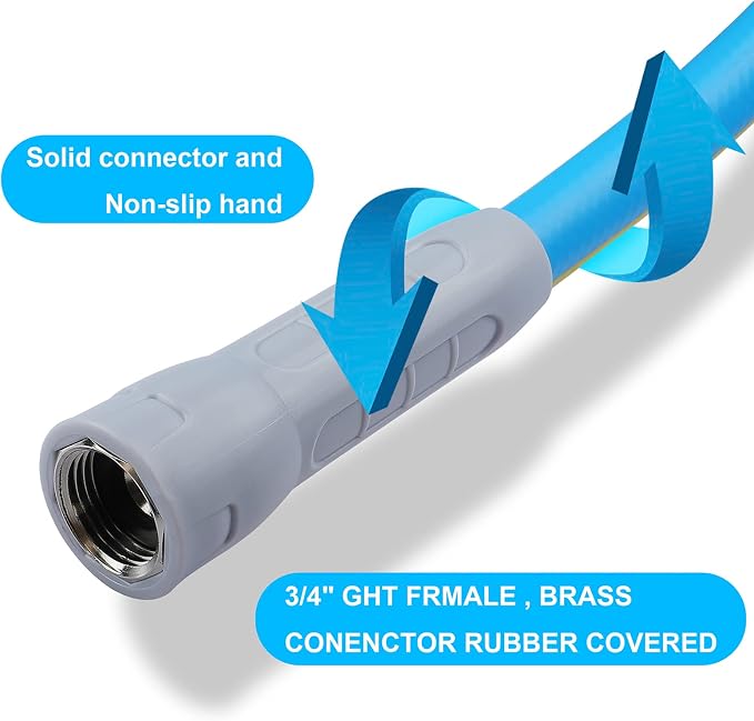 HQMPC Hose Garden Hose With 5/8 in. x 20 ft., Water Hose Heavy Duty Durable Material Water Hose with Solid Fittings (BLUE)