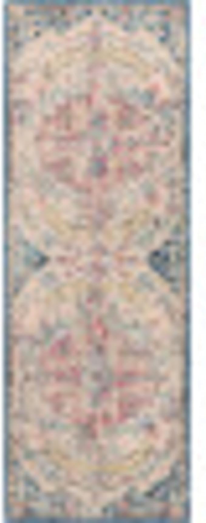 Livabliss Area Rugs - 3x7 Odelia Vintage Boho Aqua Burgandy Blue Runner Area Rug for Living Room Bedroom - Floral Medallion Stain Resistant Carpet for Kitchen, Nursery, Office (2'7" x 7'3", Runner)