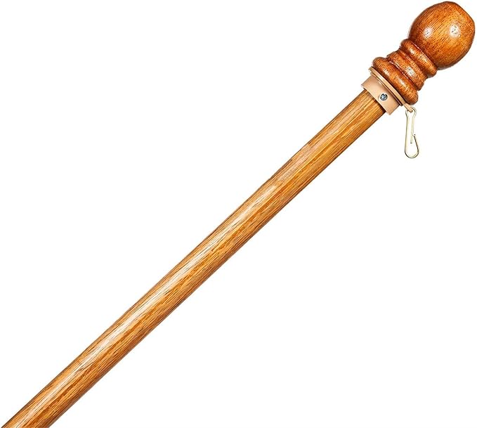 Evergreen Flag 56" Solid Wood Pole for 3x5 American Estate Flag with Pole Sleeve | Weatherproof Outdoor Single Flag Holder Tangle Free Clip | Residential or Commercial