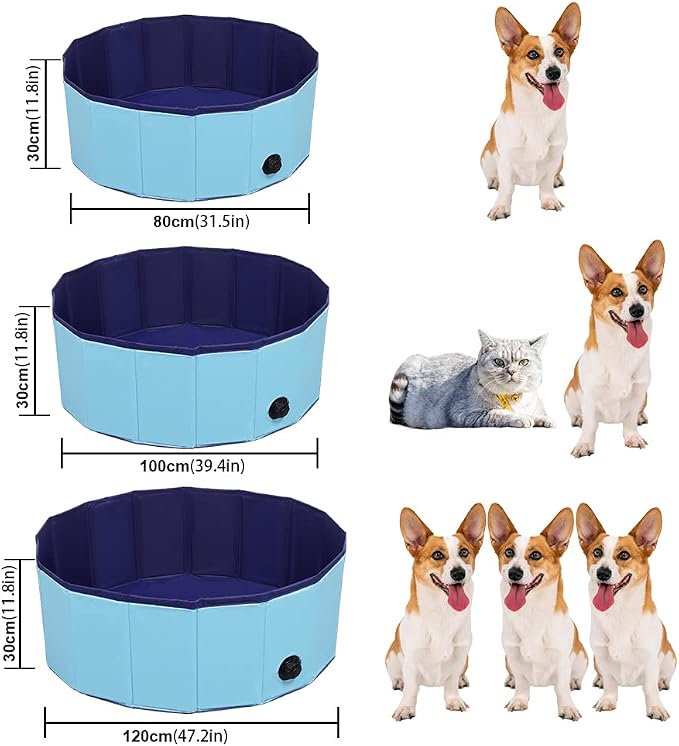 Dog Pool Foldable pet Pool Dog Swimming Pool pet Swimming Pool PVC Non-Slip for All Kinds of Pets 40-12in